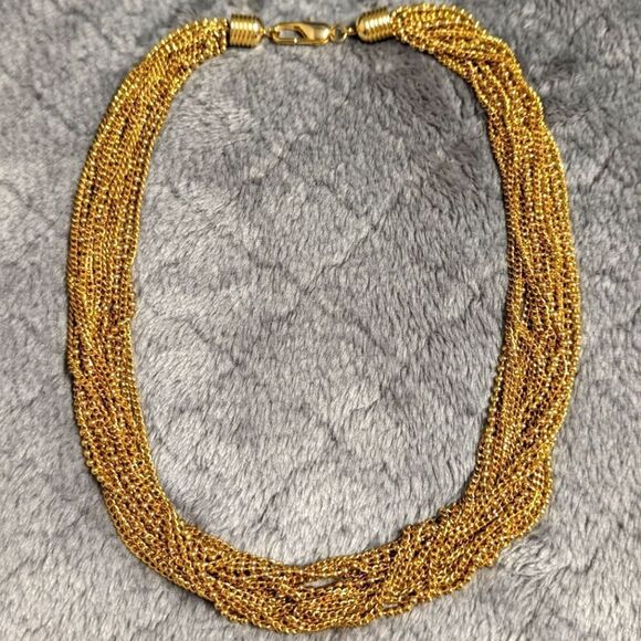 Vintage Multi Chain Goldtone Choker Style Necklace 20" Long - Picture 3 of 9